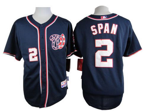 Mens Washington Nationals 2 Denard Span Navy Blue Jersey