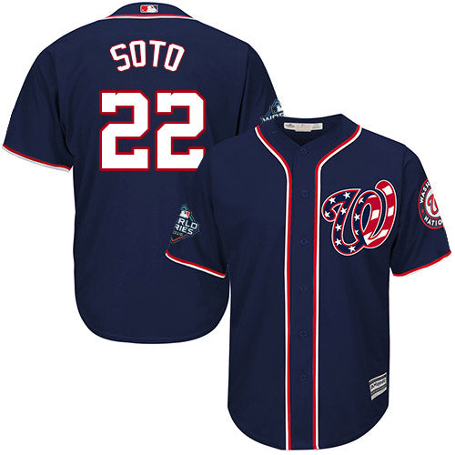 Mens Washington Nationals 22 Juan Soto Navy 2019 World Series Bound Cool Base Stitched Mlb Jersey