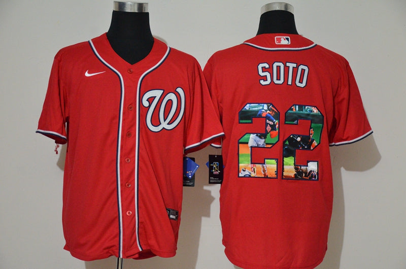 Mens Washington Nationals 22 Juan Soto Red Unforgettable Moment Stitched Fashion Mlb Cool Base Nike Jersey