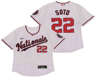 Mens Washington Nationals 22 Juan Soto White Stitched Mlb Flex Base Nike Jersey
