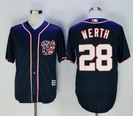 Mens Washington Nationals 28 Jayson Werth Navy Blue Alternate Stitched Mlb Majestic Cool Base Jersey