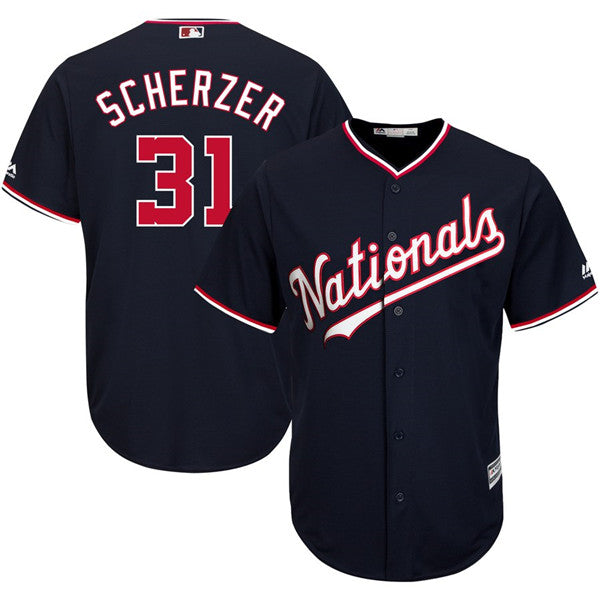 Mens Washington Nationals 31 Max Scherzer Navy Cool Base Jersey