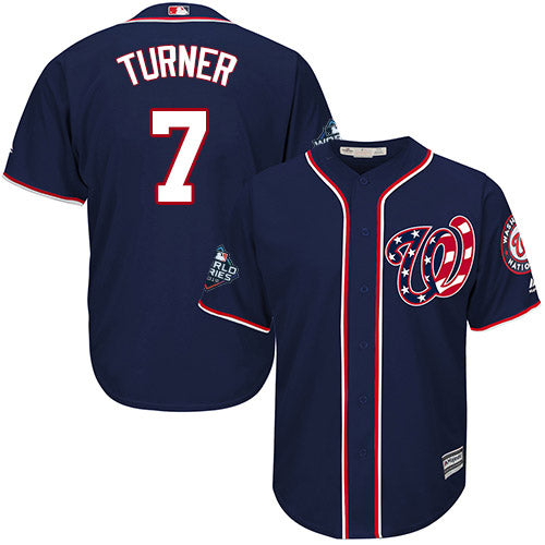 Mens Washington Nationals 7 Trea Turner Navy 2019 World Series Bound Cool Base Stitched Mlb Jersey