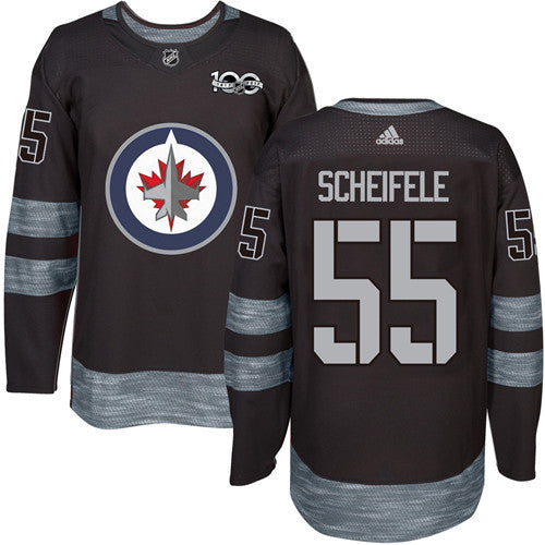 Mens Winnipeg Jets 55 Mark Scheifele Black 100th Anniversary Stitched Nhl 2017 Adidas Hockey Jersey