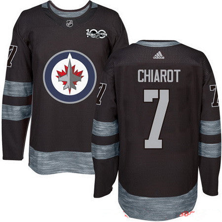 Mens Winnipeg Jets 7 Ben Chiarot Black 100th Anniversary Stitched Nhl 2017 Adidas Hockey Jersey