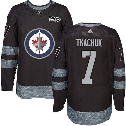 Mens Winnipeg Jets 7 Keith Tkachuk Black 100th Anniversary Stitched Nhl 2017 Adidas Hockey Jersey