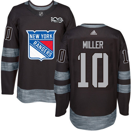 Mens York Rangers 10 Jt Miller Black 1917 2017 100th Anniversary Stitched Nhl Jersey