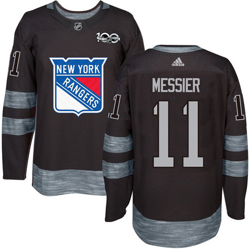 Mens York Rangers 11 Mark Messier Black 1917 2017 100th Anniversary Stitched Nhl Jersey