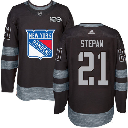 Mens York Rangers 21 Derek Stepan Black 1917 2017 100th Anniversary Stitched Nhl Jersey