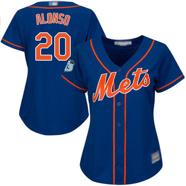 Mets 20 Pete Alonso Blue Alternate Womens Stitched Baseball Jersey