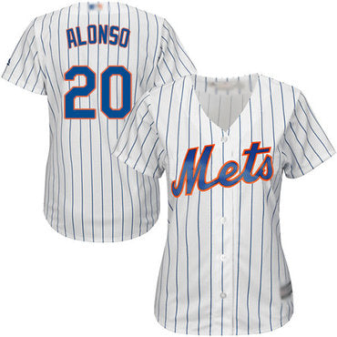 Mets 20 Pete Alonso Whiteblue Strip Home Womens Stitched Baseball Jersey