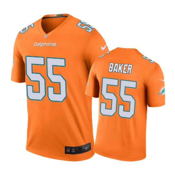 Miami Dolphins 55 Jerome Baker Nike Color Rush Orange Jersey