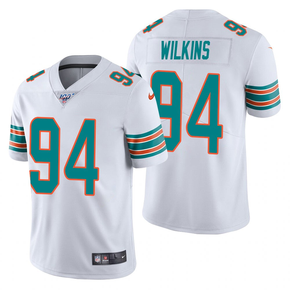 Miami Dolphins Christian Wilkins White 100th Season Vapor Limited Jersey
