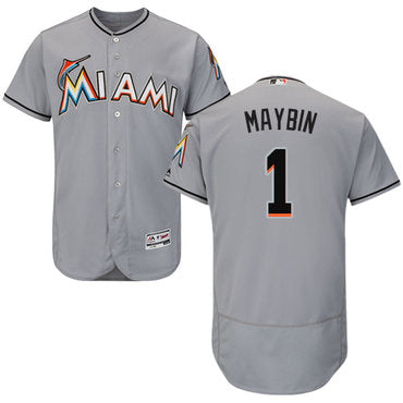 Miami Marlins 1 Cameron Maybin Grey Flexbase Authentic Collection Stitched Baseball Jersey