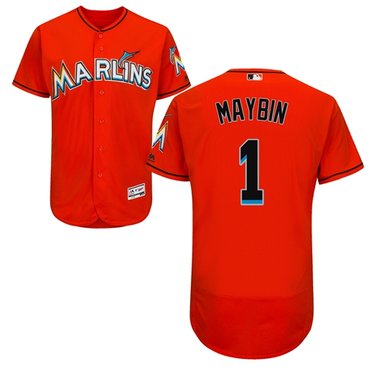 Miami Marlins 1 Cameron Maybin Orange Flexbase Authentic Collection Stitched Baseball Jersey