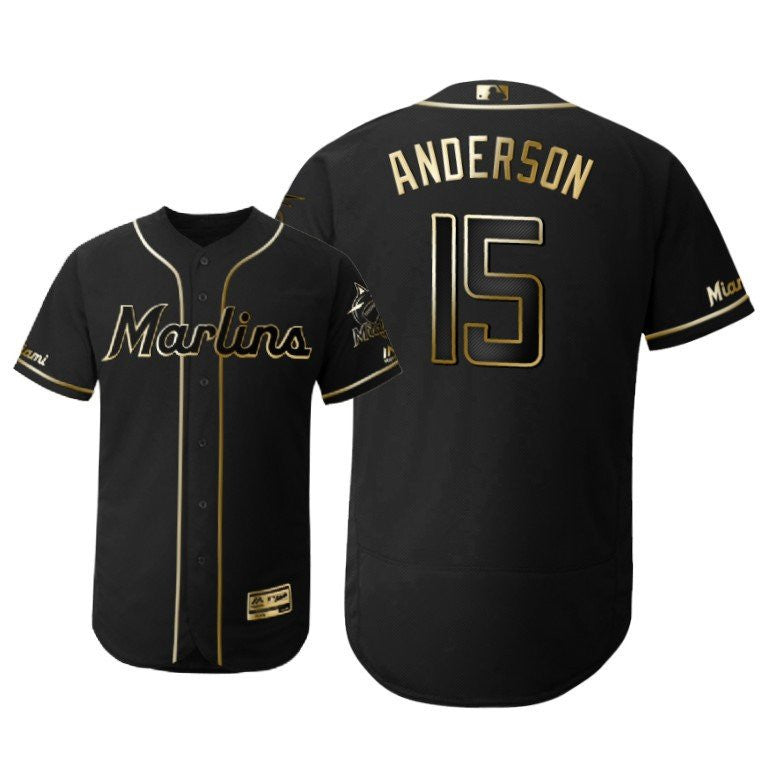 Miami Marlins 15 Brian Anderson Mlb 2019 Golden Brandedition Black Jersey Gift For Marlins Fans