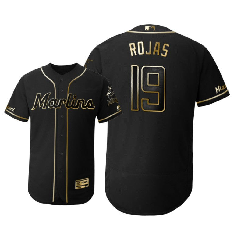 Miami Marlins 19 Miguel Rojas Mlb 2019 Golden Brandedition Black Jersey Gift For Marlins Fans