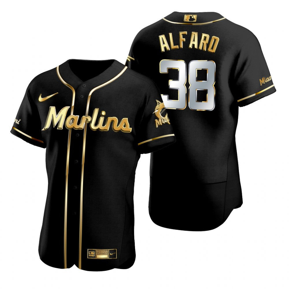 Miami Marlins 38 Jorge Alfaro Mlb Golden Brandedition Black Jersey Gift For Marlins Fans