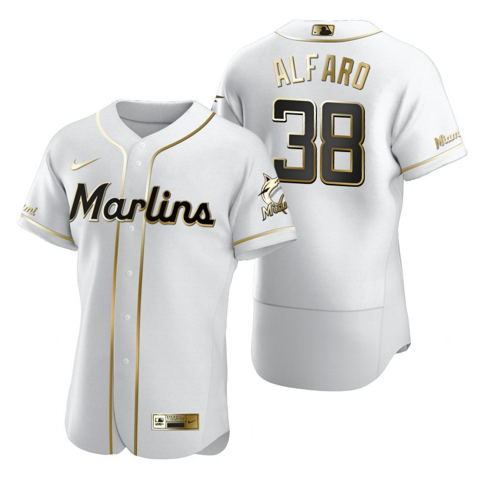 Miami Marlins 38 Jorge Alfaro Mlb Golden Brandedition White Jersey Gift For Marlins Fans