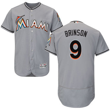 Miami Marlins 9 Lewis Brinson Grey Flexbase Authentic Collection Stitched Baseball Jersey