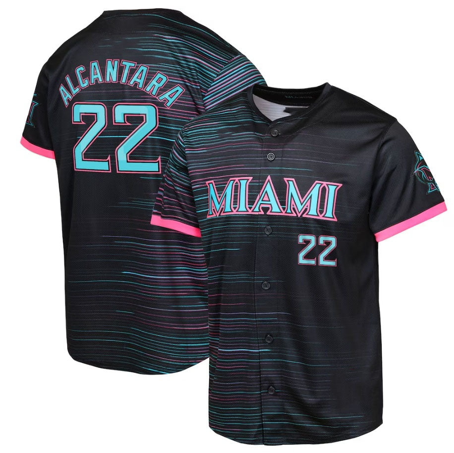 Miami Marlins #22 Sandy Alcantara Black 2025 City Connect Limited Player Stitche
