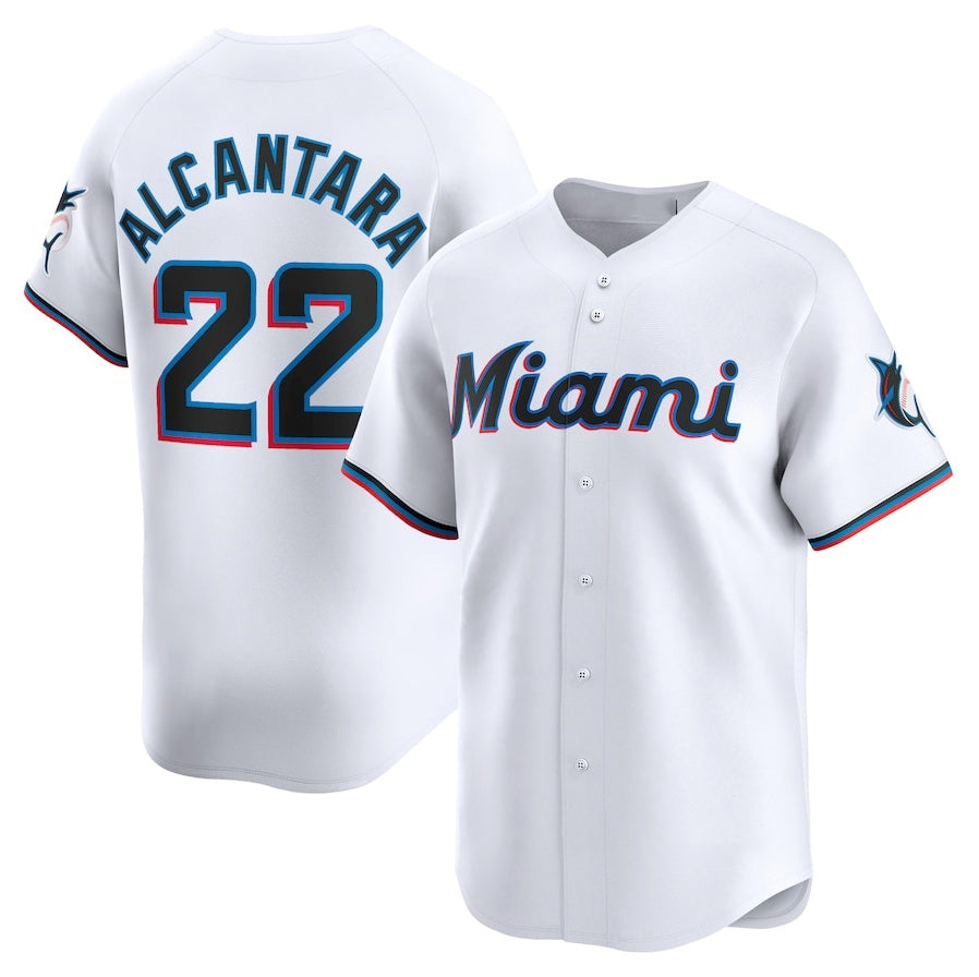 Miami Marlins #22 Sandy Alcantara Home Limited Player Jersey White Stitched Ba
