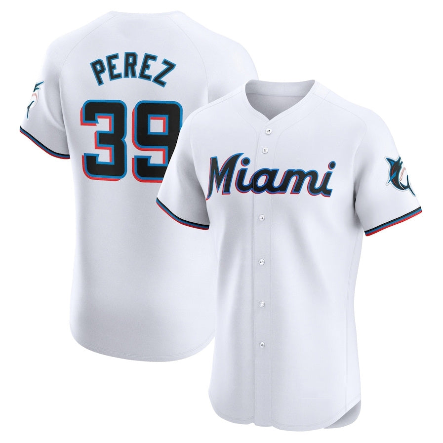 Miami Marlins #39 Eury Perez Home Elite Player Jersey White Stitched Baseball