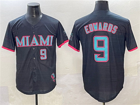 Miami Marlins #9 Xavier Edwards Black 2025 City Connect Limited Stitched Basebal