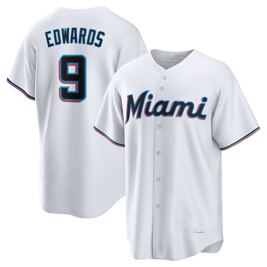 Miami Marlins #9 Xavier Edwards Home Replica Jersey White Stitched Baseball Je