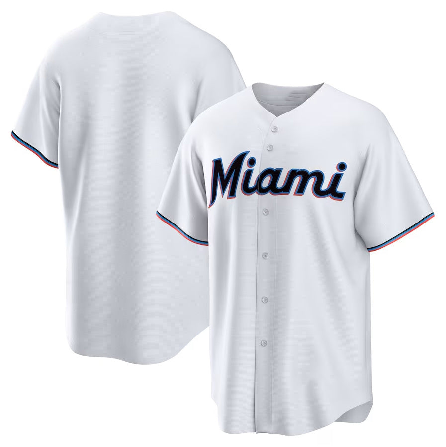 Miami Marlins Home Blank Replica Jersey White Stitched Baseball Jersey