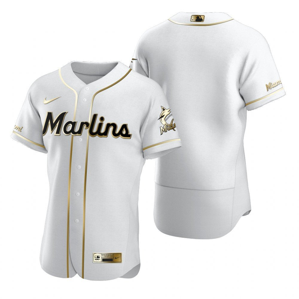 Miami Marlins Mlb Golden Brandedition White Jersey Gift For Marlins Fans