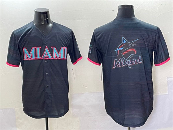 Miami Marlins Team Big Logo Black 2025 City Connect Limited Stitched Baseball Je