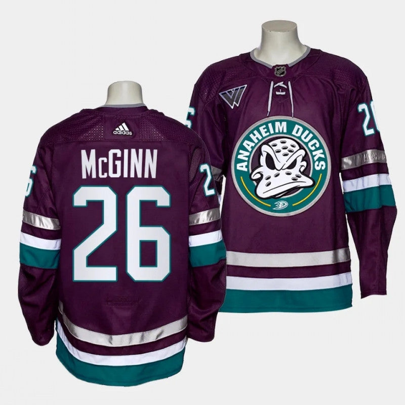 Mighty Ducks 26 Brock Mcginn 2023 24 30th Anniversary Alternate Authentic Purple Jersey Mens