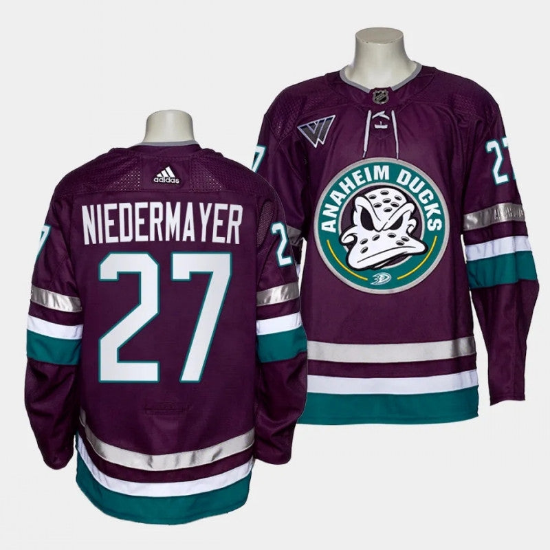 Mighty Ducks 27 Scott Niedermayer 2023 24 30th Anniversary Alternate Authentic Purple Jersey Mens