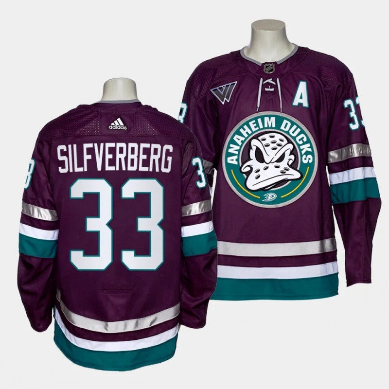 Mighty Ducks 33 Jakob Silfverberg 2023 24 30th Anniversary Alternate Authentic Purple Jersey Mens