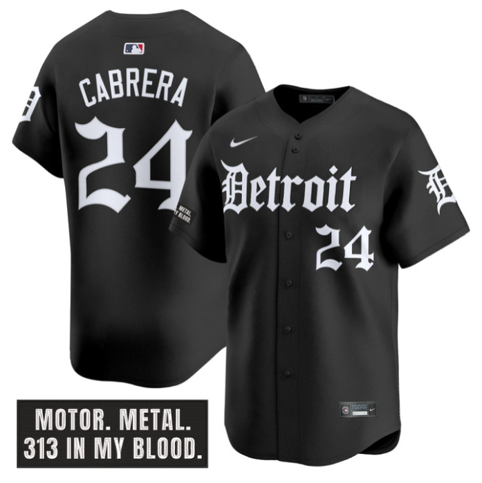 Miguel Cabrera Jersey #24 Detroit Tigers Motor Gothic Edition Vapor Limited Stit