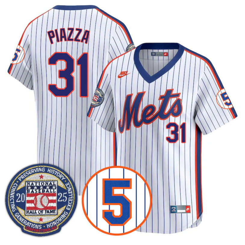 Mike Piazza Jersey #31 New York Mets Hall of Fame Gold Stitched Throwback