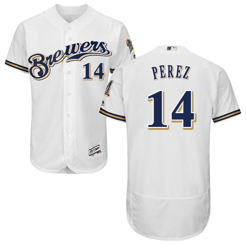 Milwaukee Brewers 14 Hernan Perez White Flexbase Authentic Collection Stitched Baseball Jersey