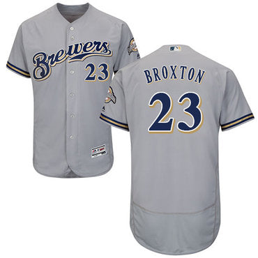 Milwaukee Brewers 23 Keon Broxton Grey Flexbase Authentic Collection Stitched Baseball Jersey