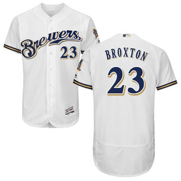Milwaukee Brewers 23 Keon Broxton White Flexbase Authentic Collection Stitched Baseball Jersey
