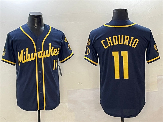 Milwaukee Brewers #11 Jackson Chourio Navy With Home Patch Limited Stitched Base