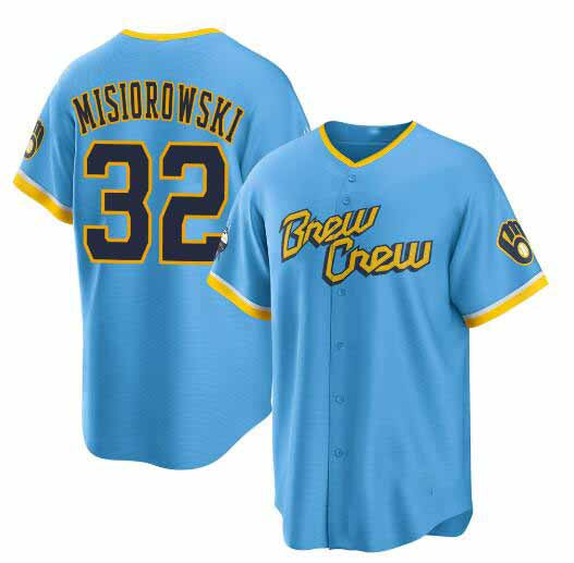 Milwaukee Brewers #32 Jacob Misiorowski Powder Blue City Connect Cool Base Stitc