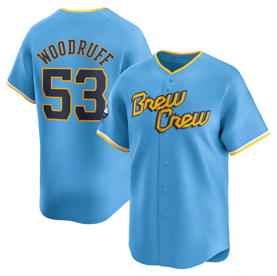 Milwaukee Brewers #53 Brandon Woodruff City Connect Limited Player Jersey Powd
