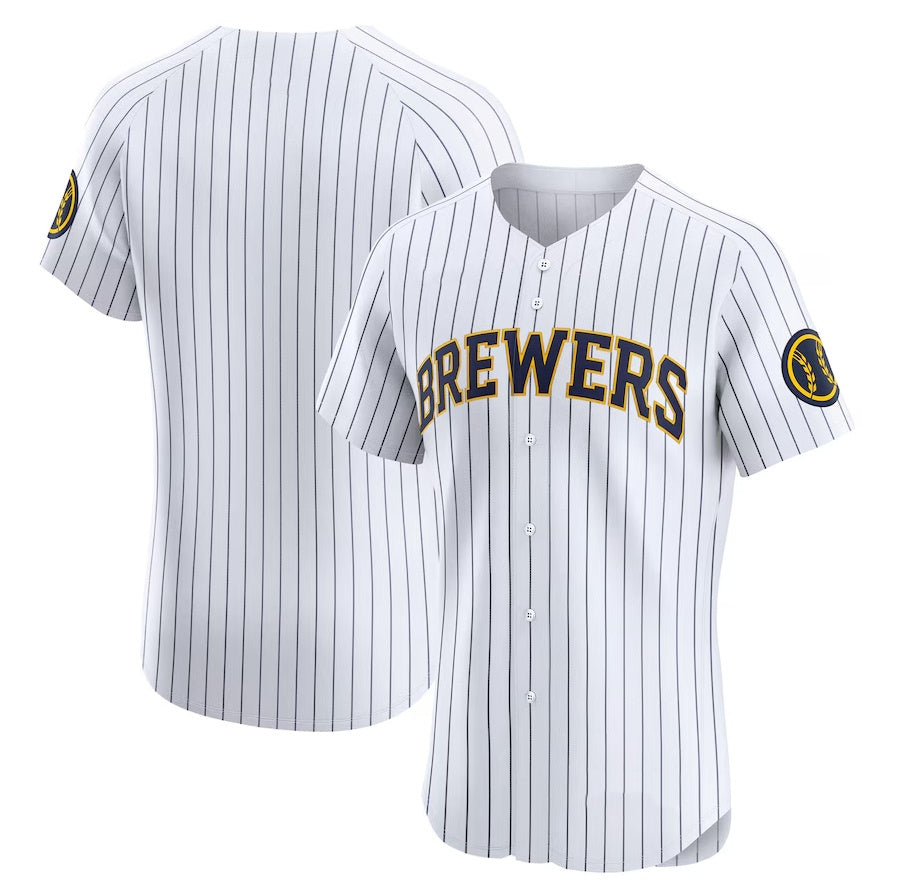 Milwaukee Brewers Alternate Vapor Premier Elite Patch Jersey White Stitched Ba