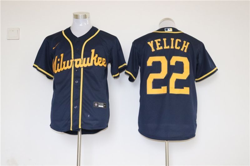 Milwaukee Brewers Christian Yelich 22 2020 Mlb Dark Blue Jersey