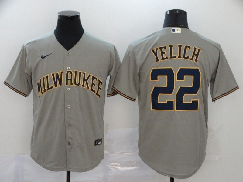 Milwaukee Brewers Christian Yelich 22 2020 Mlb Grey Jersey