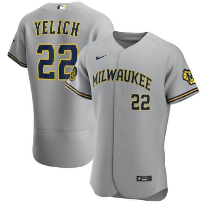 Milwaukee Brewers Christian Yelich 22 2020 Mlb New Arrival Light Grey Jersey