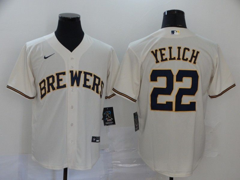 Milwaukee Brewers Christian Yelich 22 2020 Mlb White Jersey