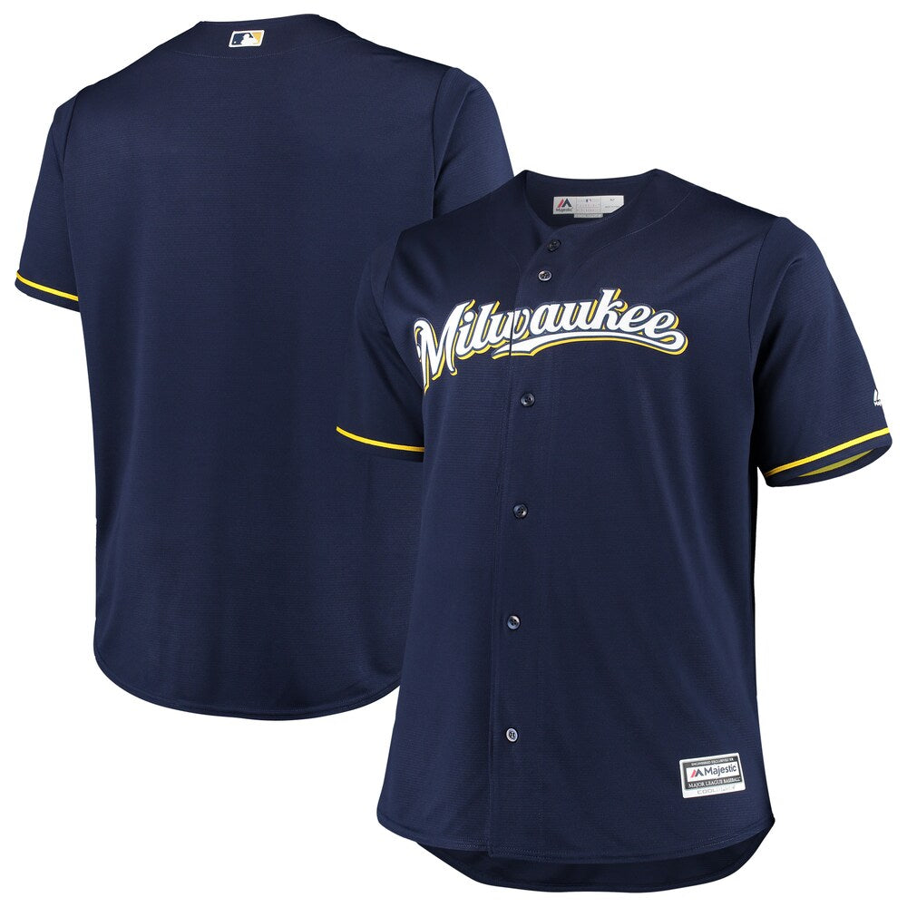 Milwaukee Brewers Majestic Alternate Home Big Tall Team Cool Base Jersey Navy