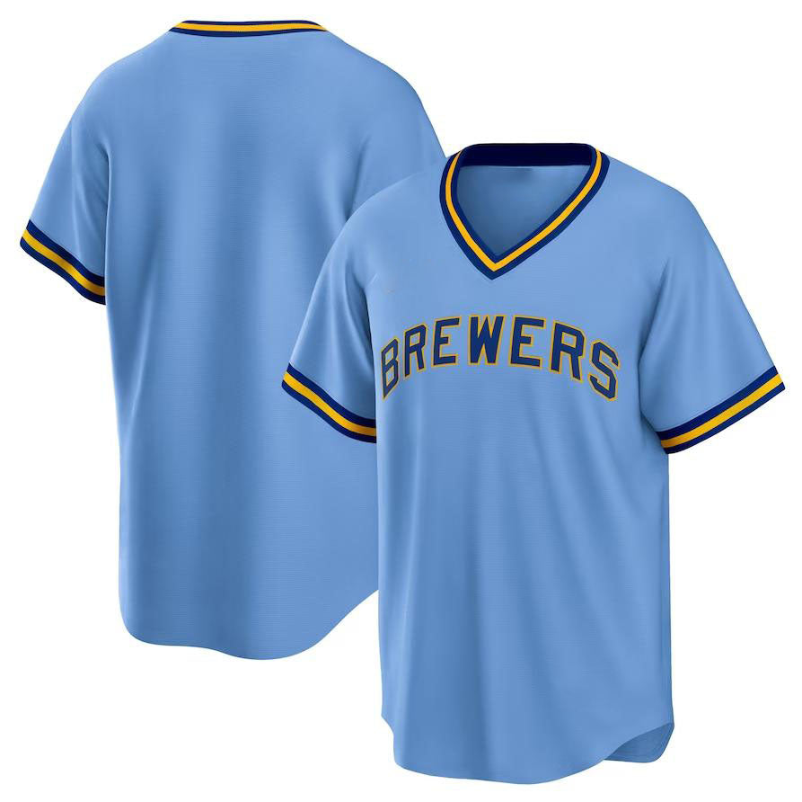 Milwaukee Brewers Powder Blue Road Cooperstown Collection Team Jersey Baseball J